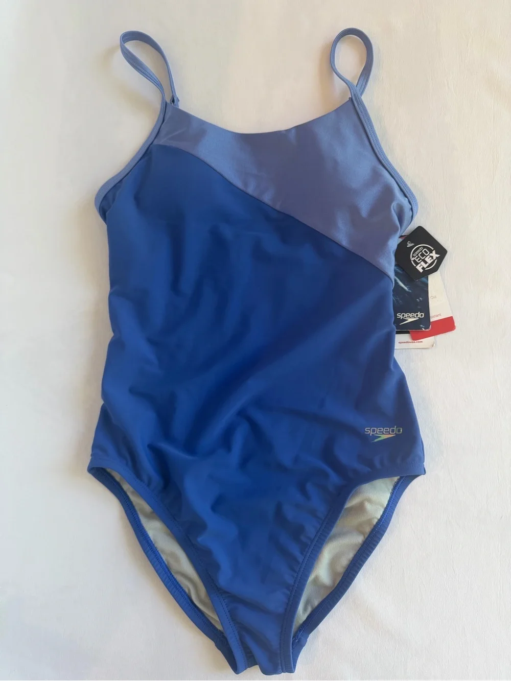 Speedo Purple and Periwinkle Colorblock One-Piece Swimsuit